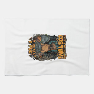 Is Human Costume Pug Halloween Pumpkin Tombstone_1 Tea Towel
