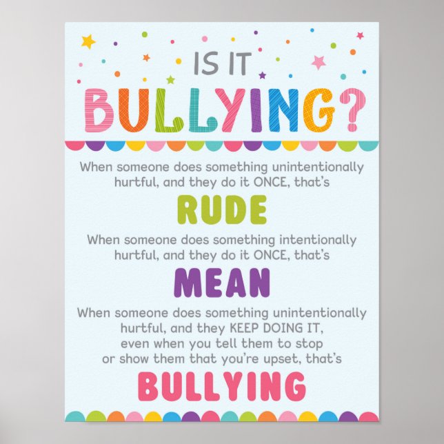 Is It Bullying Classroom Anti Bully Campaign Poster (Front)