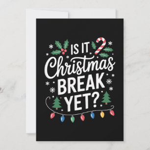 Is It Christmas Break Yet Holly Candy Cane Tree Invitation
