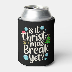 Is It Christmas Break Yet Santa Hat Tree Teacher Can Cooler