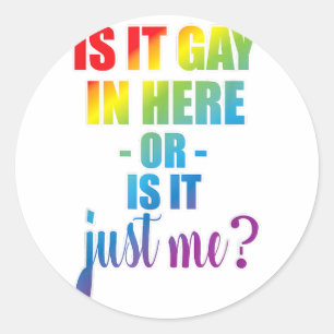 Is It Gay In Here Or Is It Just Me Gay Pride  Funn Classic Round Sticker