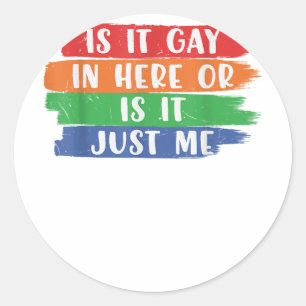 Is It Gay In Here Or Is It Just Me Lesbian Gay LGB Classic Round Sticker