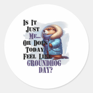 Is It Me Or Does Today Feel Like Groundhog Day - F Classic Round Sticker
