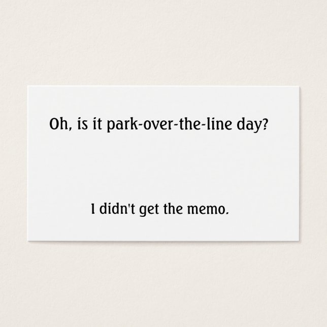 Is it park over the line day? (Front)