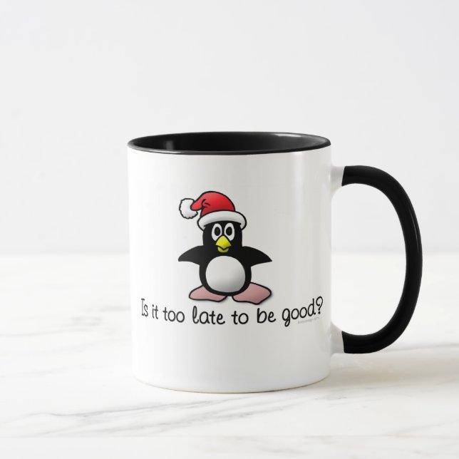 Is It Too Late To Be Good? Christmas Penguin Mug (Right)
