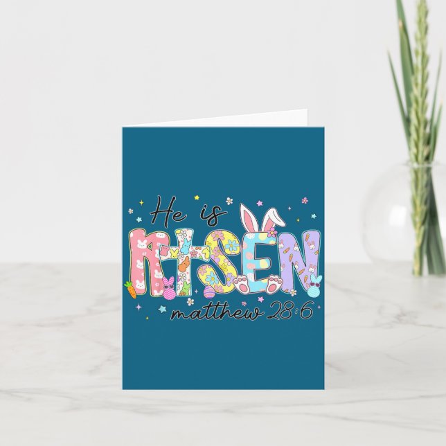 Is Kids He Risen Jesus Christian Happy Card (Front)