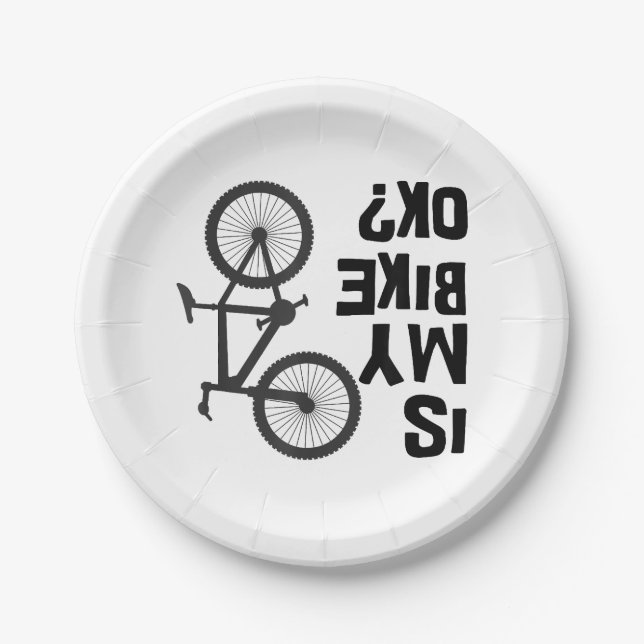 Is My Bike OK Funny Mountain Bike Paper Plate (Front)