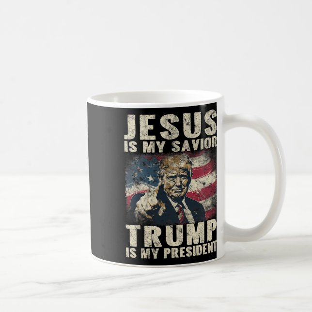 Is My Saviour Trump Is My President 2024 American  Coffee Mug (Right)