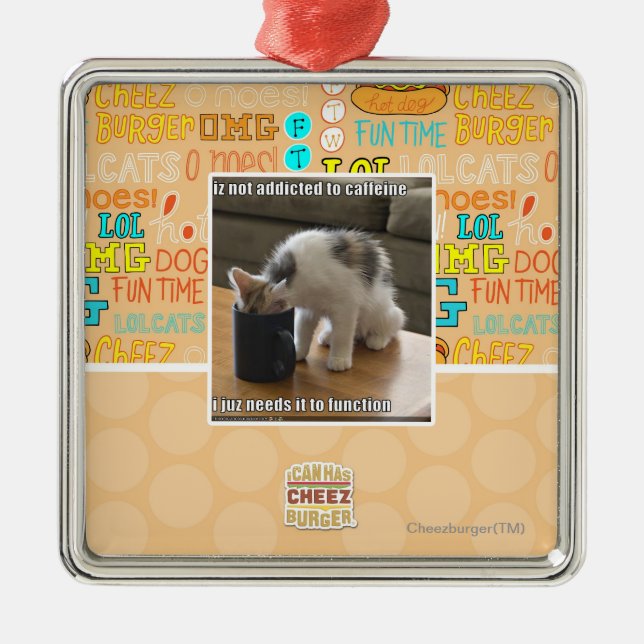 Is not addicted to caffeine metal tree decoration (Front)