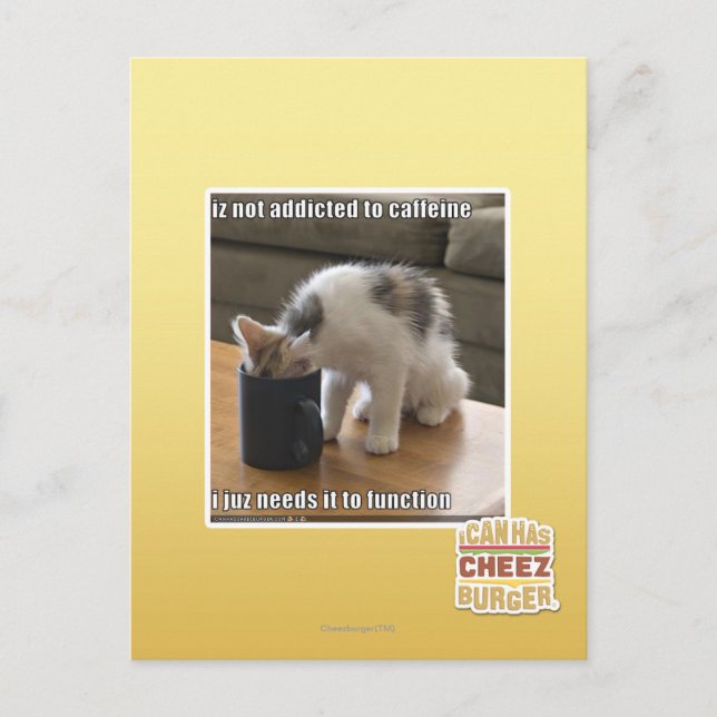 Is not addicted to caffeine postcard (Front)