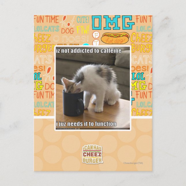 Is not addicted to caffeine postcard (Front)