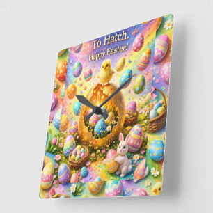 Is ready to hatch magical happy Easter wall Square Wall Clock