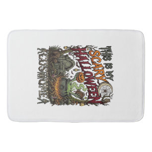 Is Scary Halloween Costume Cauldron Pumpkin Cat_1 Bath Mat