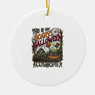 Is Scary Halloween Costume Cauldron Pumpkin Cat_1 Ceramic Tree Decoration