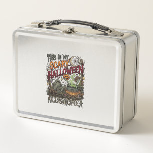 Is Scary Halloween Costume Cauldron Pumpkin Cat_1 Metal Lunch Box