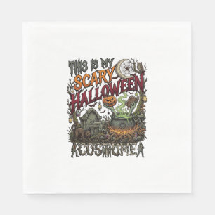 Is Scary Halloween Costume Cauldron Pumpkin Cat_1 Napkin