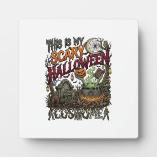 Is Scary Halloween Costume Cauldron Pumpkin Cat_1 Plaque