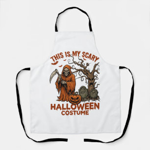 Is Scary Halloween Costume Orange Reaper Pumpkin_1 Apron
