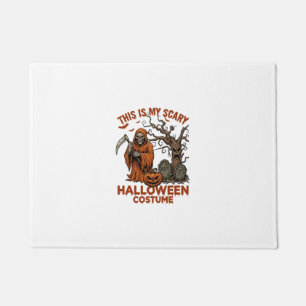Is Scary Halloween Costume Orange Reaper Pumpkin_1 Doormat