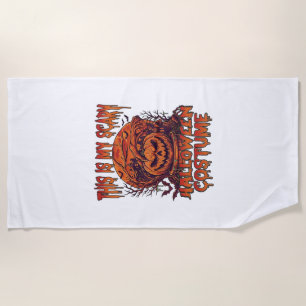 Is Scary Halloween Costume Pumpkin Spider Bat_1 Beach Towel