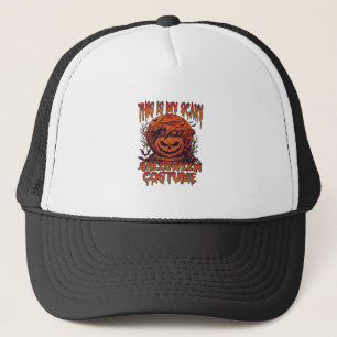 Is Scary Halloween Costume Pumpkin Spider Bat_1 Trucker Hat