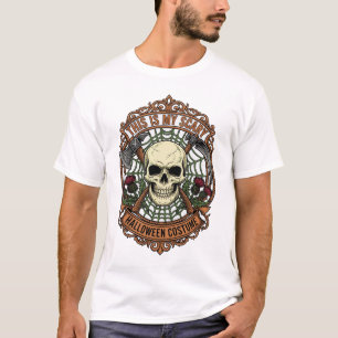 Is Scary Halloween Costume Skull Spider Web T-Shirt
