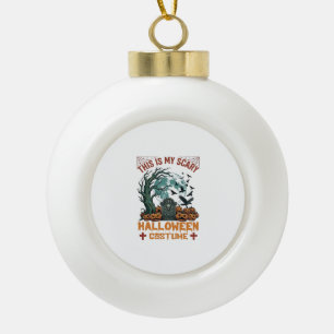 Is Scary Halloween Costume Tombstone Pumpkins Moon Ceramic Ball Christmas Ornament