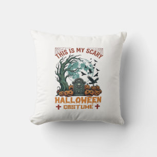 Is Scary Halloween Costume Tombstone Pumpkins Moon Cushion