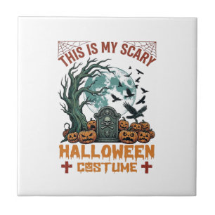 Is Scary Halloween Costume Tombstone Pumpkins Moon Tile