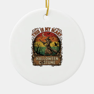 Is Scary Halloween Costume Witch Broom Cat Ceramic Tree Decoration