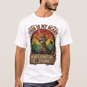 Is Scary Halloween Costume Witch Broom Cat T-Shirt