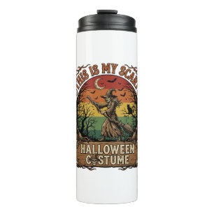 Is Scary Halloween Costume Witch Broom Cat Thermal Tumbler