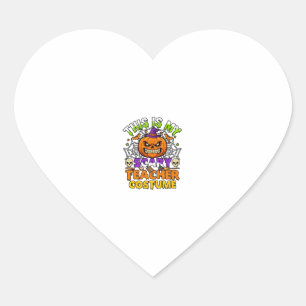 Is Scary Teacher Costume Haloween Pumpkin Witch Ha Heart Sticker