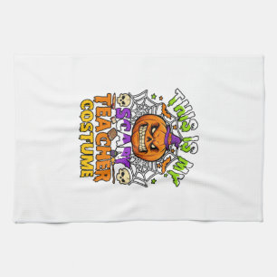 Is Scary Teacher Costume Haloween Pumpkin Witch Ha Tea Towel