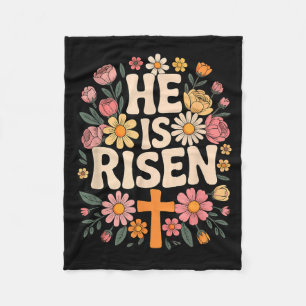 Is Shirt He Risen Floral Cross Christian Fleece Blanket
