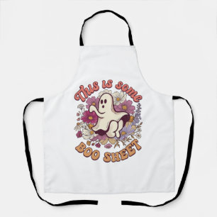 Is Some Boo Sheet Ghost Retro Flowers_1 Apron