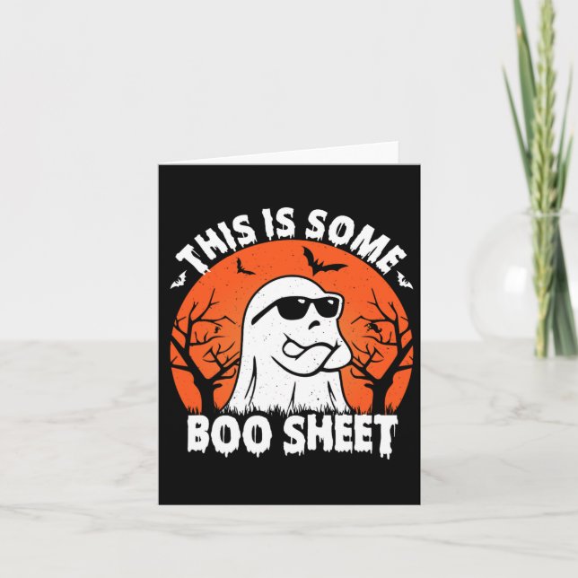 Is Some Boo Sheet Ghost Retro Funny Halloween  Card (Front)