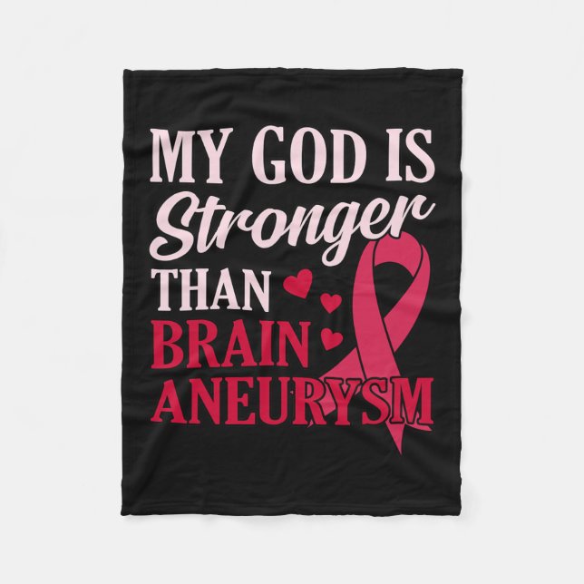 Is Stronger Than Brain Aneurysm Awareness Month Gr Fleece Blanket (Front)