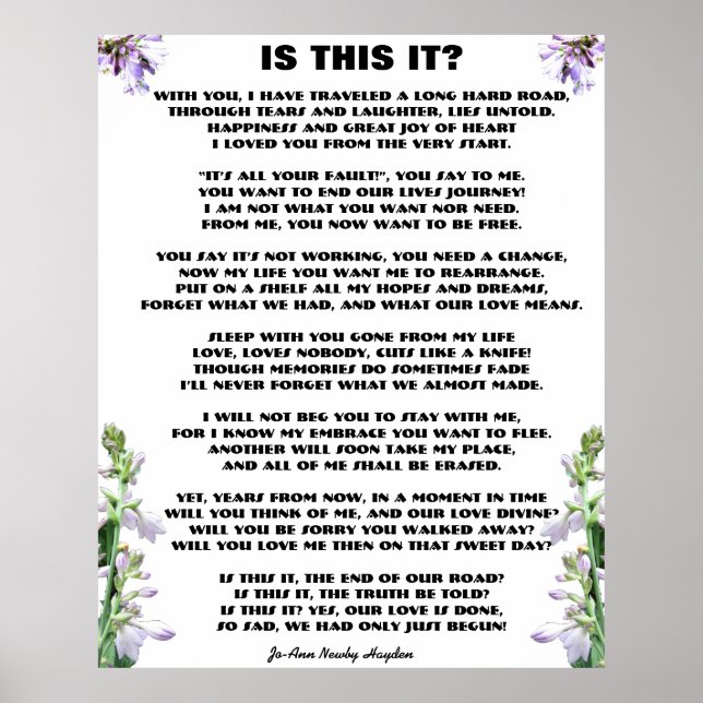 IS THIS IT? POEM poster (Front)
