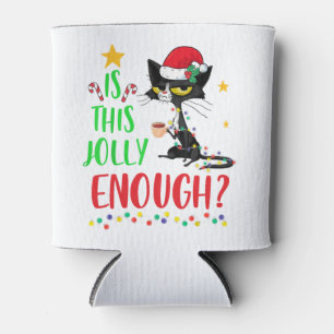 Is This Jolly Enough Black Cat Merry Christmas Tre Can Cooler