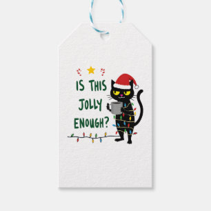 Is This Jolly Enough Black Cat Merry Christmas Tre Gift Tags