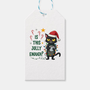 Is This Jolly Enough Black Cat Merry Christmas Tre Gift Tags