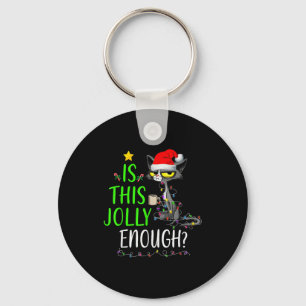 Is This Jolly Enough Black Cat Merry Christmas Tre Key Ring