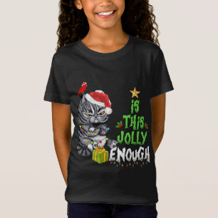 Is This Jolly Enough Black Cat Merry Christmas Tre T-Shirt
