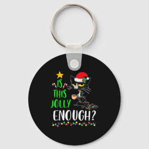 Is This Jolly Enough Black Cat Merry Christmas Xma Key Ring