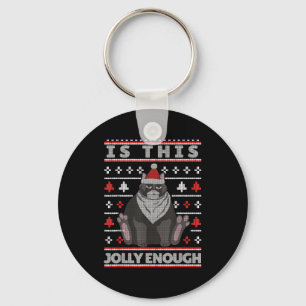 Is This Jolly Enough Cat Christmas Bored Cat Chris Key Ring