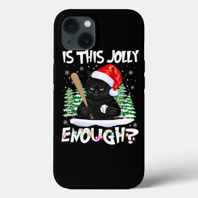 Is This Jolly Enough Cat Merry Christmas Tree Ligh Case-Mate iPhone Case (Back)