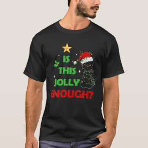 Is This Jolly Enough Christmas Cute Cat Lights Fun T-Shirt