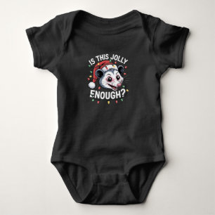 Is This Jolly Enough? Christmas Opossum Sarcastic Baby Bodysuit