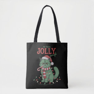 Is This Jolly Enough Cute Cat Christmas Party  Tote Bag
